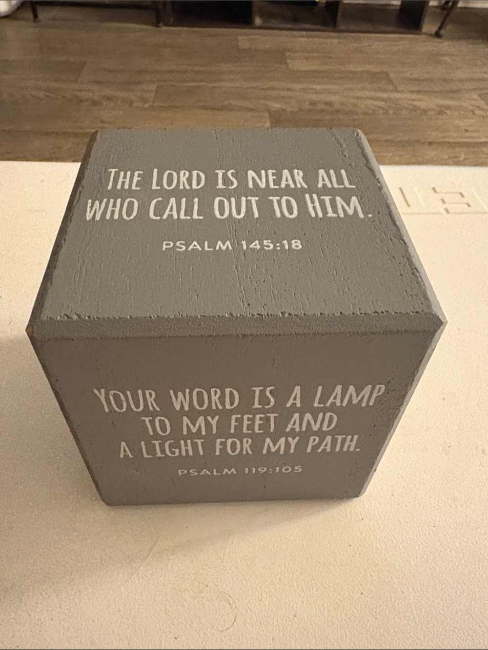 Religious Gray Decorative Bible Verse Wooden Block